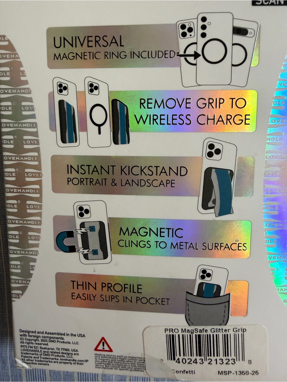 LoveHandle Pro Confetti Confetti Phone Grip with MagSafe New - Picture 4 of 7